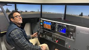 Student training on a flight simulator